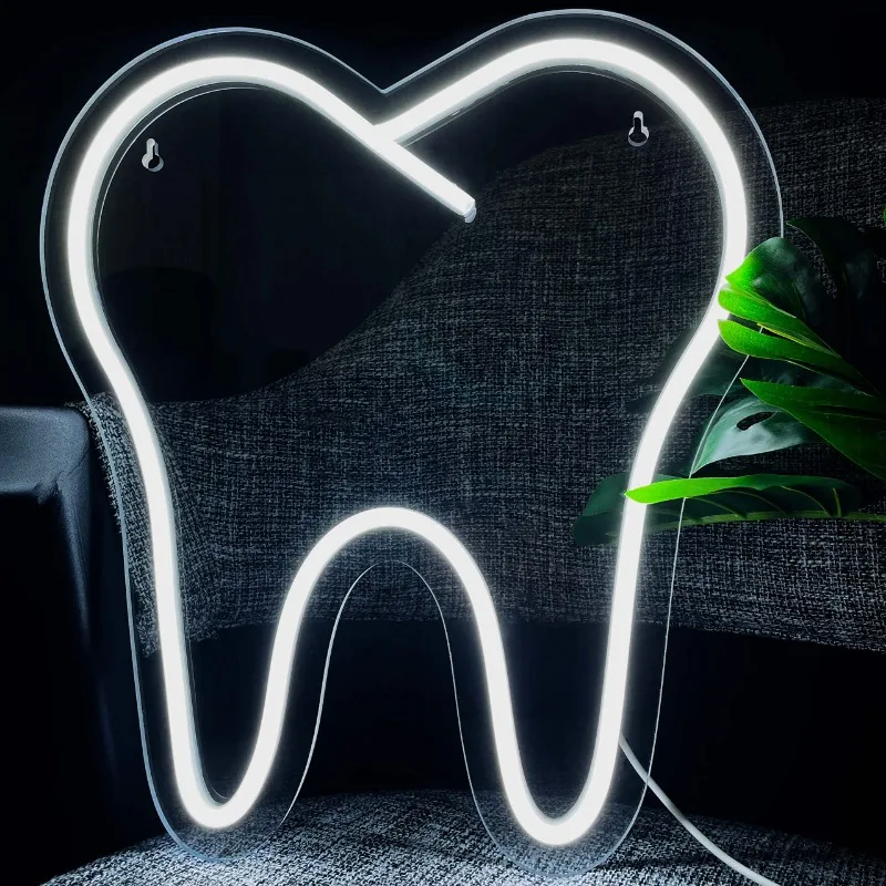 Tooth Neon Sign LED Teeth Dental Office Decor Wall Hanging Dentistry Wall Gift for Dental Student Gift Dentist Retirement Gift