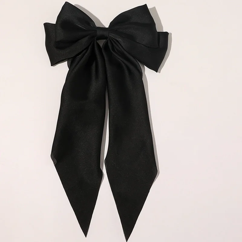 2Pcs/Set Elegant Bow Ribbon Hair Clip Women Fashion Solid Bowknot Satin Hairpin Barrettes Girls Ponytail Clip Hair Accessories image 3