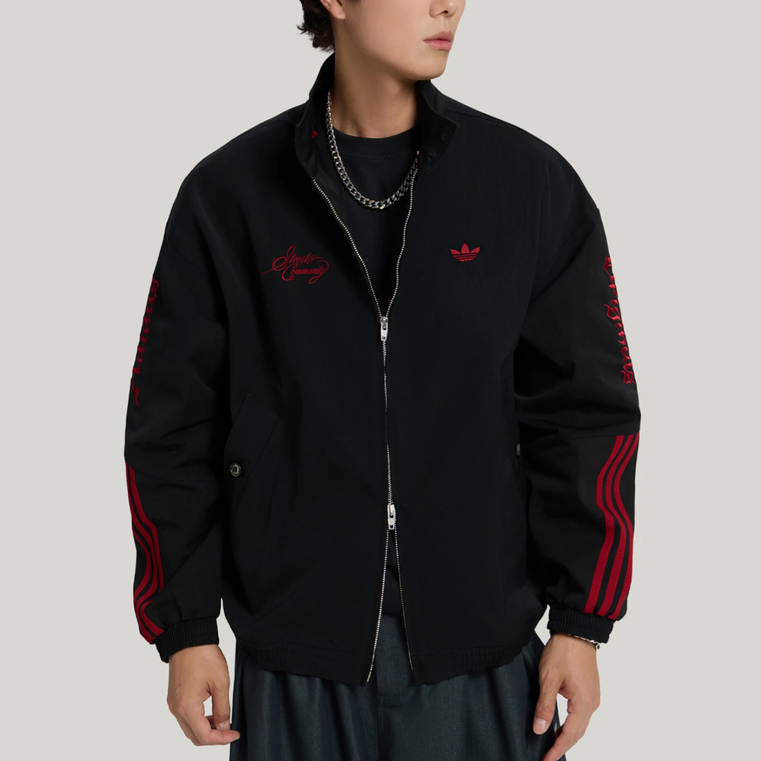 Adidas genuine clover men's stand up collar zipper sports jacket jacket jacket LD3790