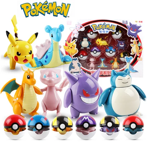 Pokémonfigurer Pikachu Pocket Monster Charizard Poke Ball Gengar Dragonite Snorlax Actionfigur Barnleksak Presenter 10 best sales Pokémon Snorlax - №2