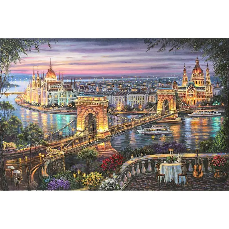 GATYZTORY Oil Painting by numbers Bridge at Night Picture Paint Frameless Acrylic Paint Home decor Artwork