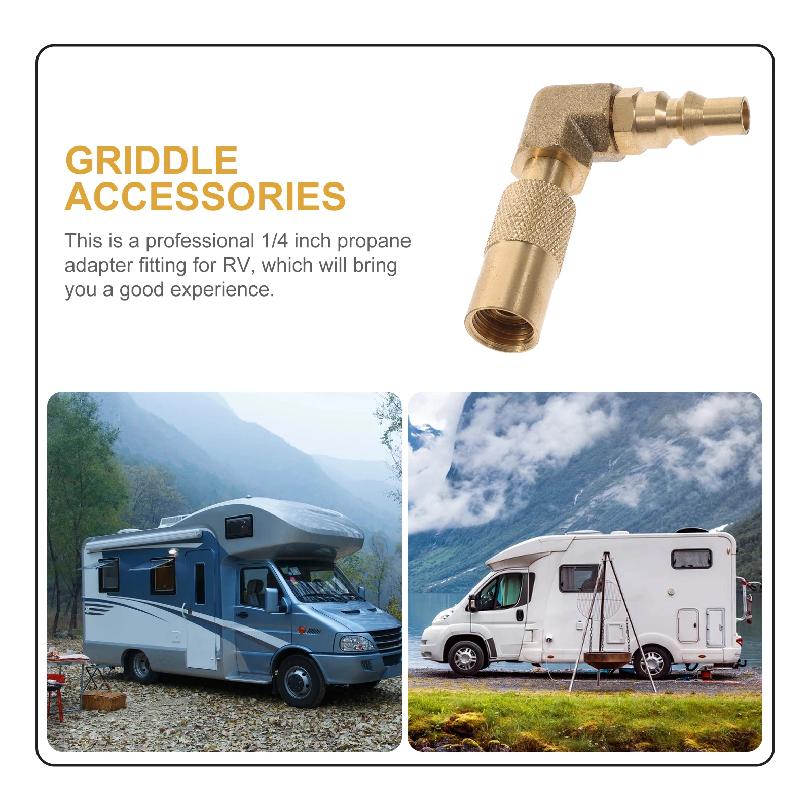 

1/4 Inch Brass Adapter Rv Quick Connect Conversion Fitting Durable Wear-Resistant Griddle Accessories Propane Gas Connector 90