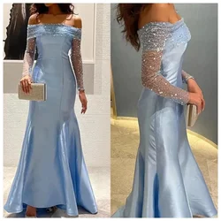 Mina Sequins Evening Dresses for Formal Occasions Off the Shoulders Elegant Dresses for Women Gala Party Dress Fish Tail Satin