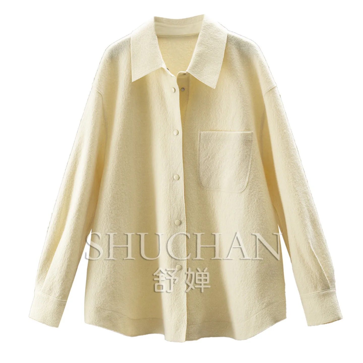 100% Wool Coat Shirt Loose Simple Shirt Collar Jacket Women F092 Casacas Para Mujer Invierno 2026 New