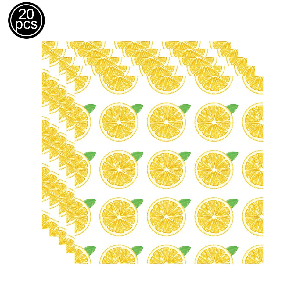 Zitronen-Papierservietten, Einweg-Cocktailservietten, orangefarbene, zitronengestreifte Papierstrohhalme, Babyparty, Kindergeburtstag, Sommerparty-Zubehör – Detail 9
