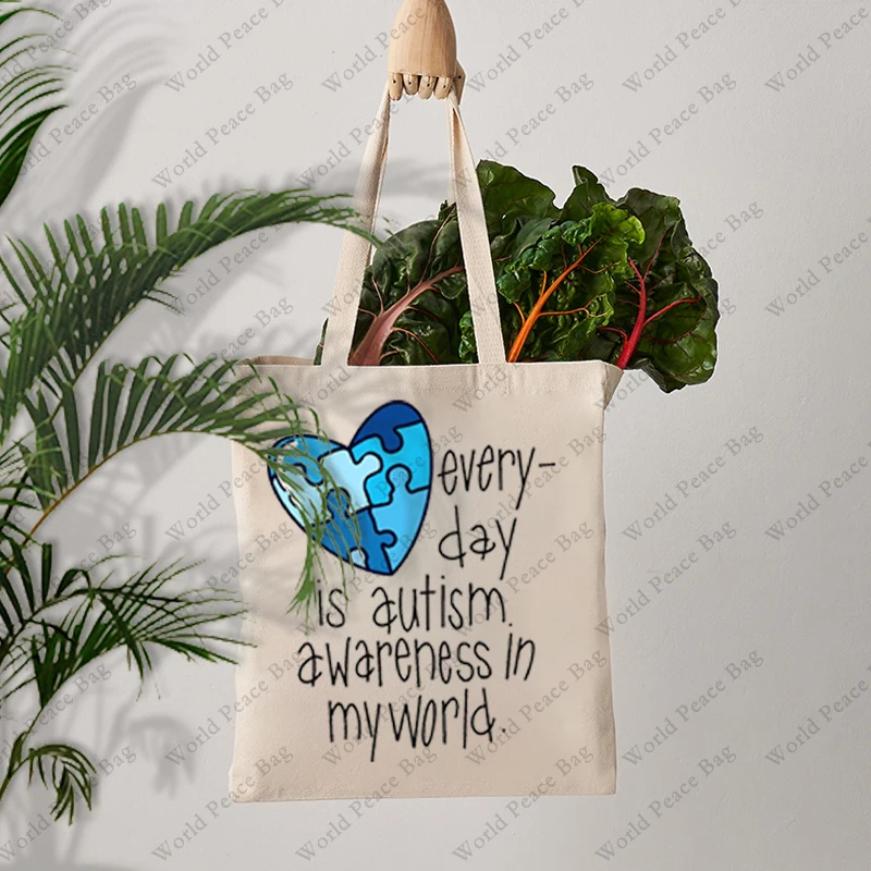 1 pc Color outside the lines Autism pattern Trendy Folding Shoulder BagSummer Beach holiday Bag Autism Equality gift