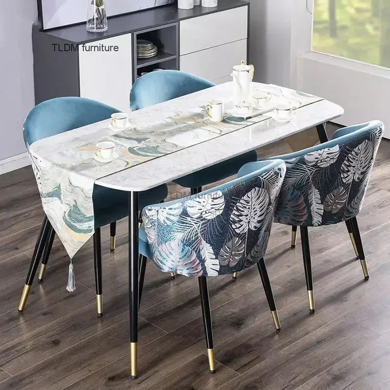 Modern Simple Back Dining Chairs Home Kitchen Furniture Fabric Dining Chairs Creative Bedroom Makeup Chair Reception Chair