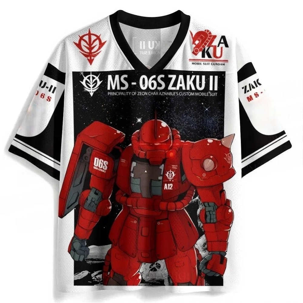 Japanisches Retro-Gundam-Mecha-Universum, Sternenhimmel, 3D-Druck, lockere Herren- und Damen-T-Shirts mit V-Ausschnitt, atmungsaktiv, Anime-Design, kurze Ärmel. – Detail 4