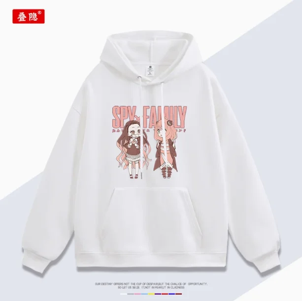 Anime Demon Slayer SPY×FAMILY Anya Forger Hooded Hoodie Cosplay Autumn Winter Men Women Coat Loose Jacket Tops