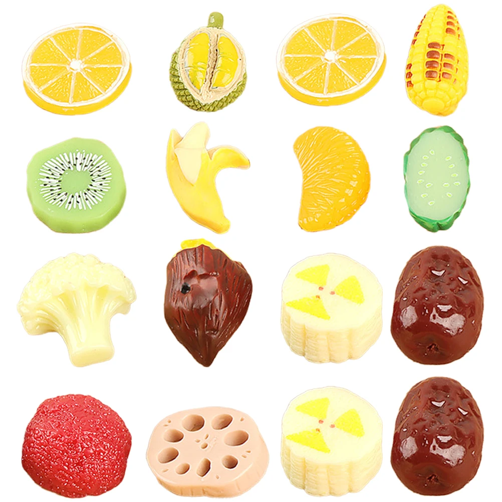 

18pcs Resin Miniature Fruit Vegetable Models Artificial Decor Faux Food Realistic nament For Dollhouse Table Centerpiece Home