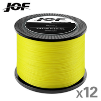 JOF X12 300M 500M 1000M Braided Fishing Line 12 Strands MultiColor Multifilament Saltwater PE Line 33-149.9LB