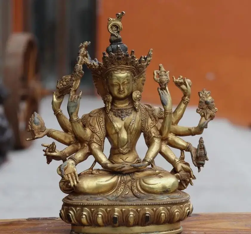 China Old Bronze Copper Buddhism Gild Usnisa-Sitatapatra Ushnisha Vijaya Buddha