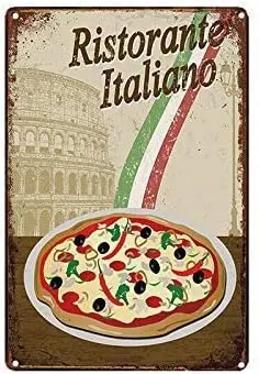 Ristorante-letreros de estaño Vintage Italiano, decoración de pared de baño, 8x12 pulgadas