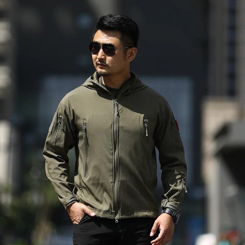 

Outdoor camouflage jacket men's shark skin jacket soft shell spring and summer thin