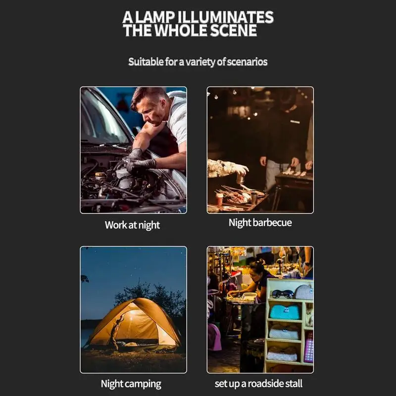 ไฟตั้งแคมป์ USB ชาร์จโคมไฟเดินป่าแบบพกพาพับค่ายไฟ LED พร้อม 6 เกียร์สําหรับตกปลาตั้งแคมป์เดินป่าย่าง