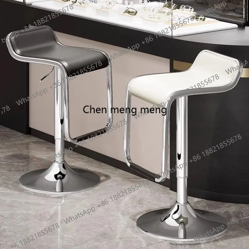 

zKOffice Counter Bar Chairs Metal Black Adjustable Modern Reception Desks Leather Bar Chairs Aluminum Cadeira Salon Furniture