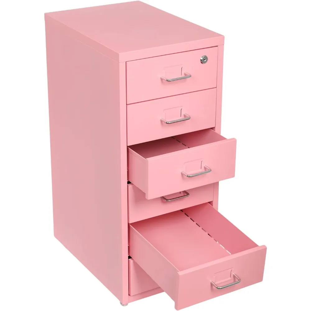 خزانة ملفات ذات 6 أدراج مع قفل، خزانة ملفات عمودية معدنية مع 4 عجلات، منظم تخزين مجلدات المكتب المنزلي العمودي لـ A4