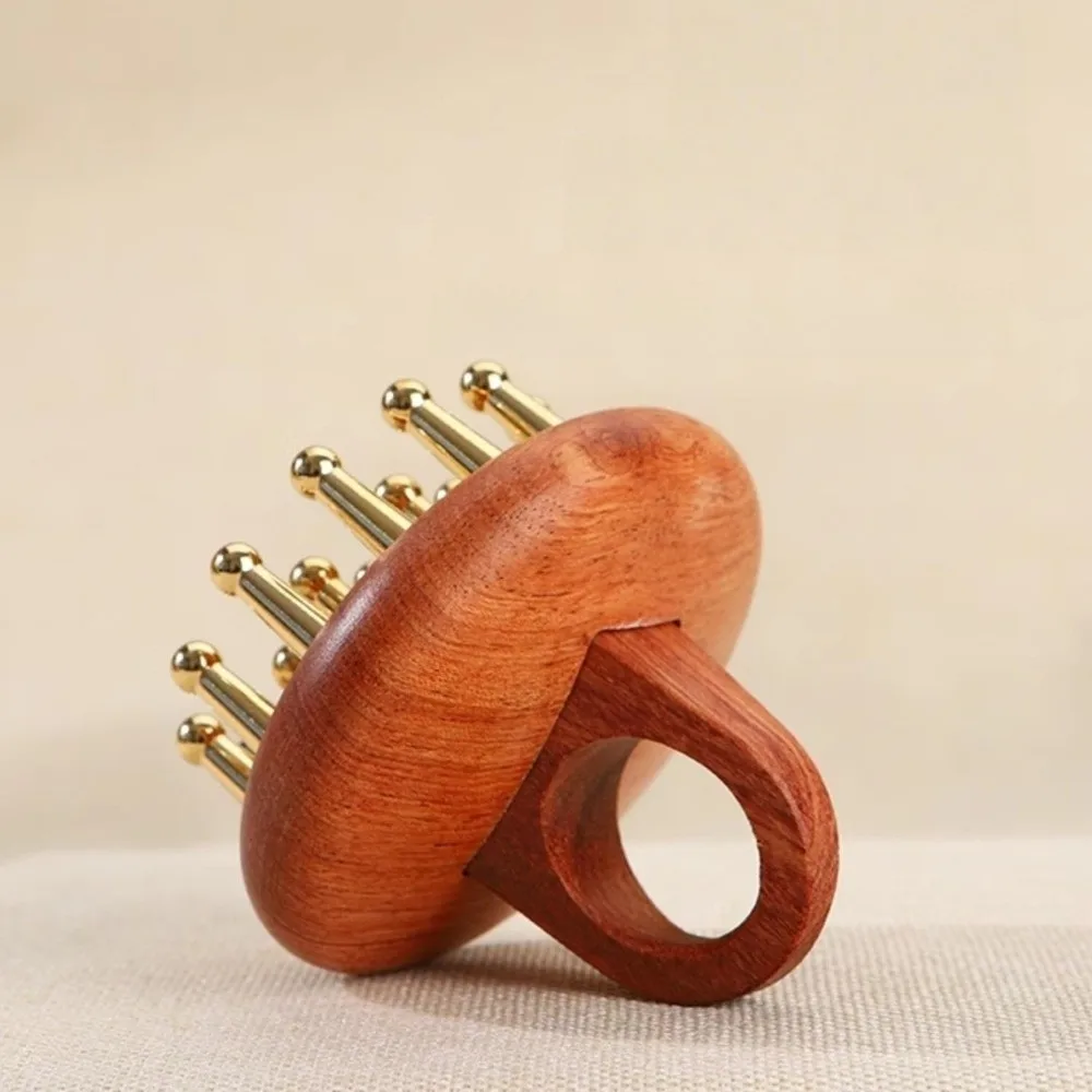 

Массажная расческа из сандалового дерева с 19 зубцами, натуральный материал, традиционная латунная расческа для меридианов, для массажа кожи, уменьшает отечность