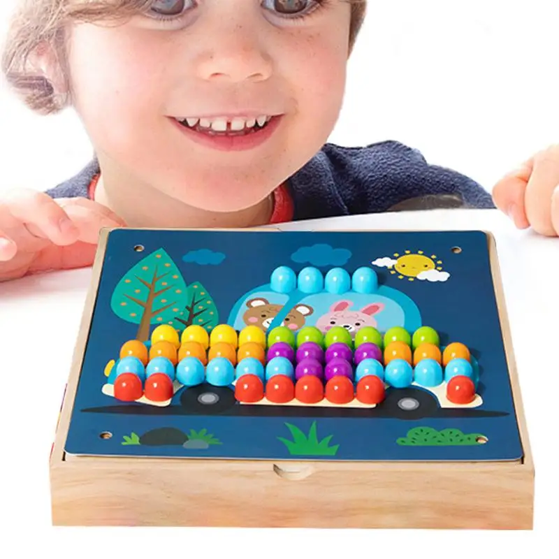 Creative Peg Puzzle Toys 3D Games Safe Mushroom Nail Jigsaw Jigsaw Puzzle Mosaic Pegboard Fun & Entertaining For Children Boys