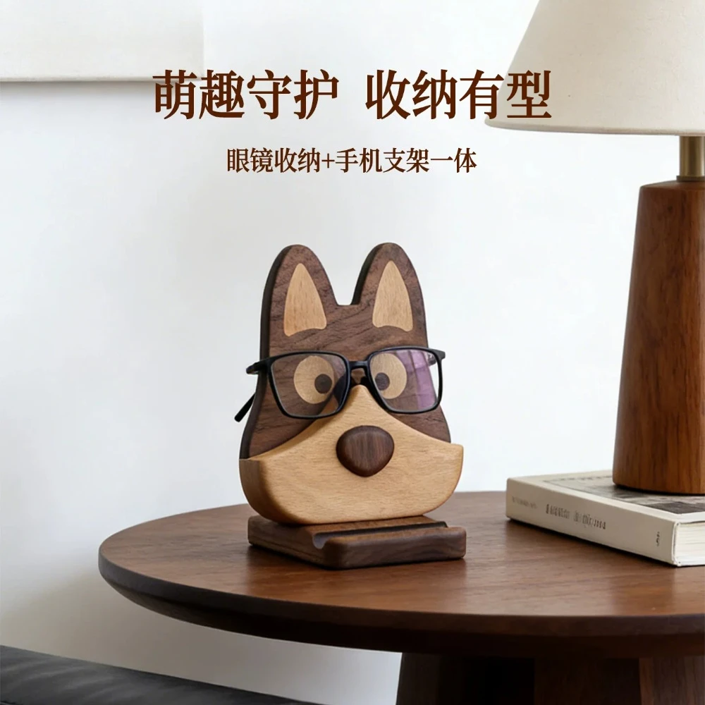

For IPad/mobile Phone Stand Customized Solid Wood Storage Bracket Cute Puppy Multi-functional Desktop Storage Support Hanger