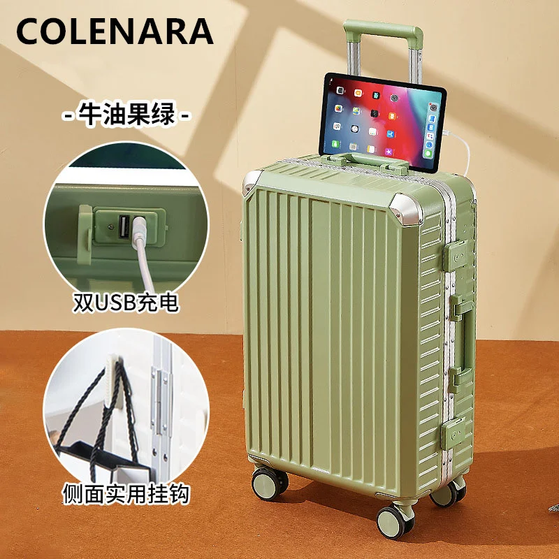 COLENARA Suitcase 28-inch Large-capacity Trolley Case 20 Strong and Durable Boarding Box Student USB Charging Cabin Luggage