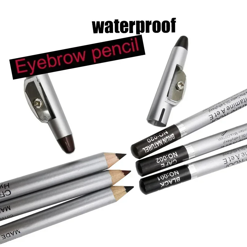 1/3 pçs lápis de sobrancelha à prova dwaterproof água profissional feminino caneta de maquiagem dos olhos cor fácil natural preto marrom cosméticos beleza sobrancelha ferramenta