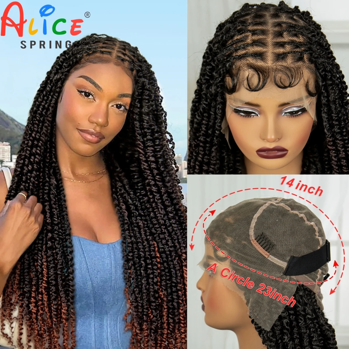 32Inch Synthetic Lace Braiding Wigs HD Full Lace Twisted Braids Wigs with Baby Hair Lace Front Braided Wigs for Blacke Women