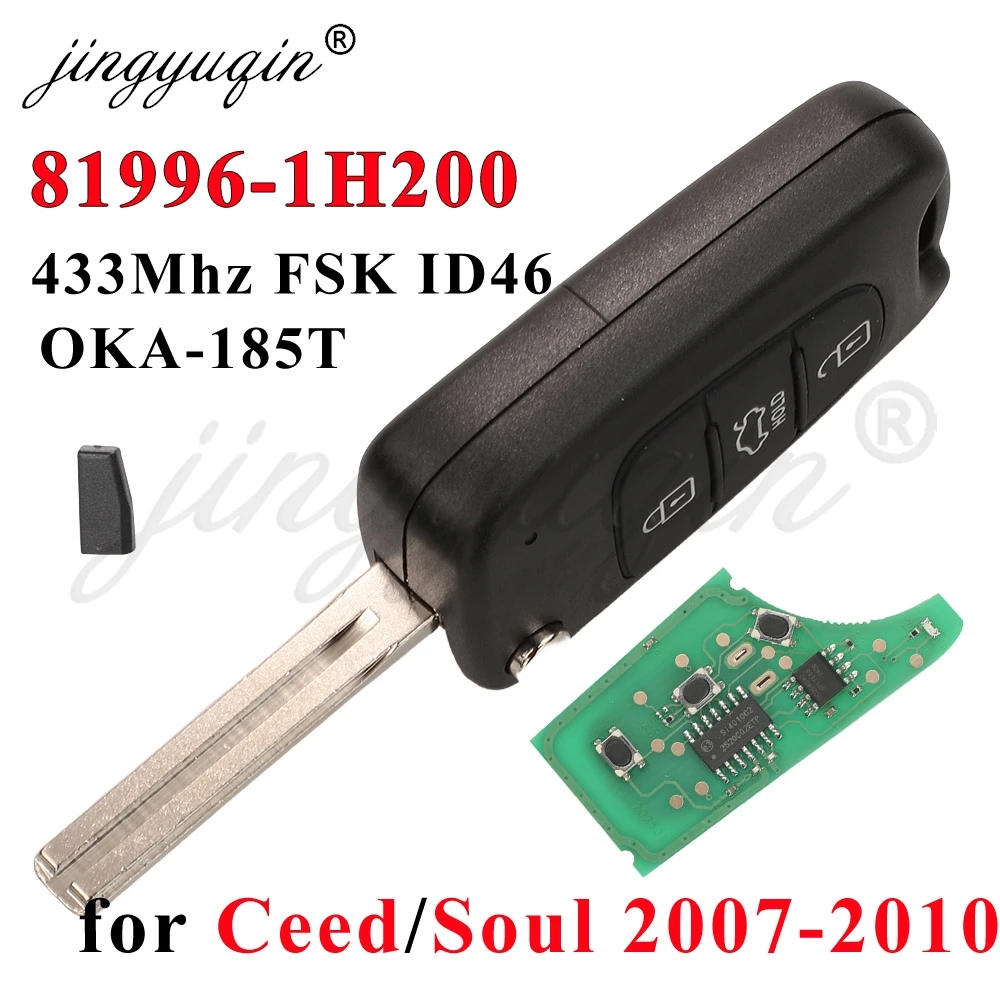 

Выкидной ключ-брелок jingyuqin с дистанционным управлением 433 МГц FSK ID46 для Kia Soul Ceed 2007-2012 81996-1H200 OKA-185T Ce0682