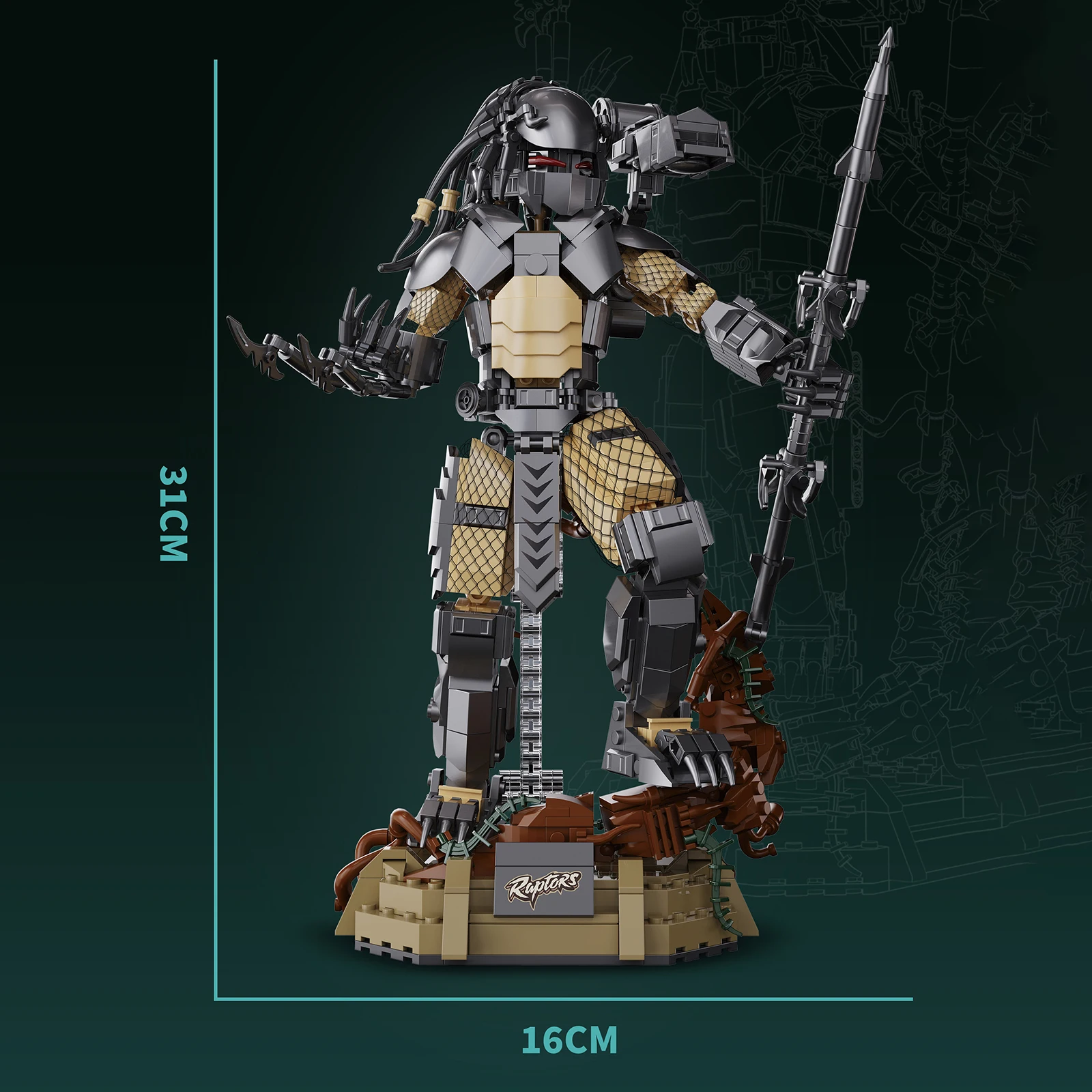 

978pcs DK7059 Warrior Beast Model Building Block STEM Set Creative Joint Mobility Ornament Bricks MOC DIY Toy for Christmas Gift