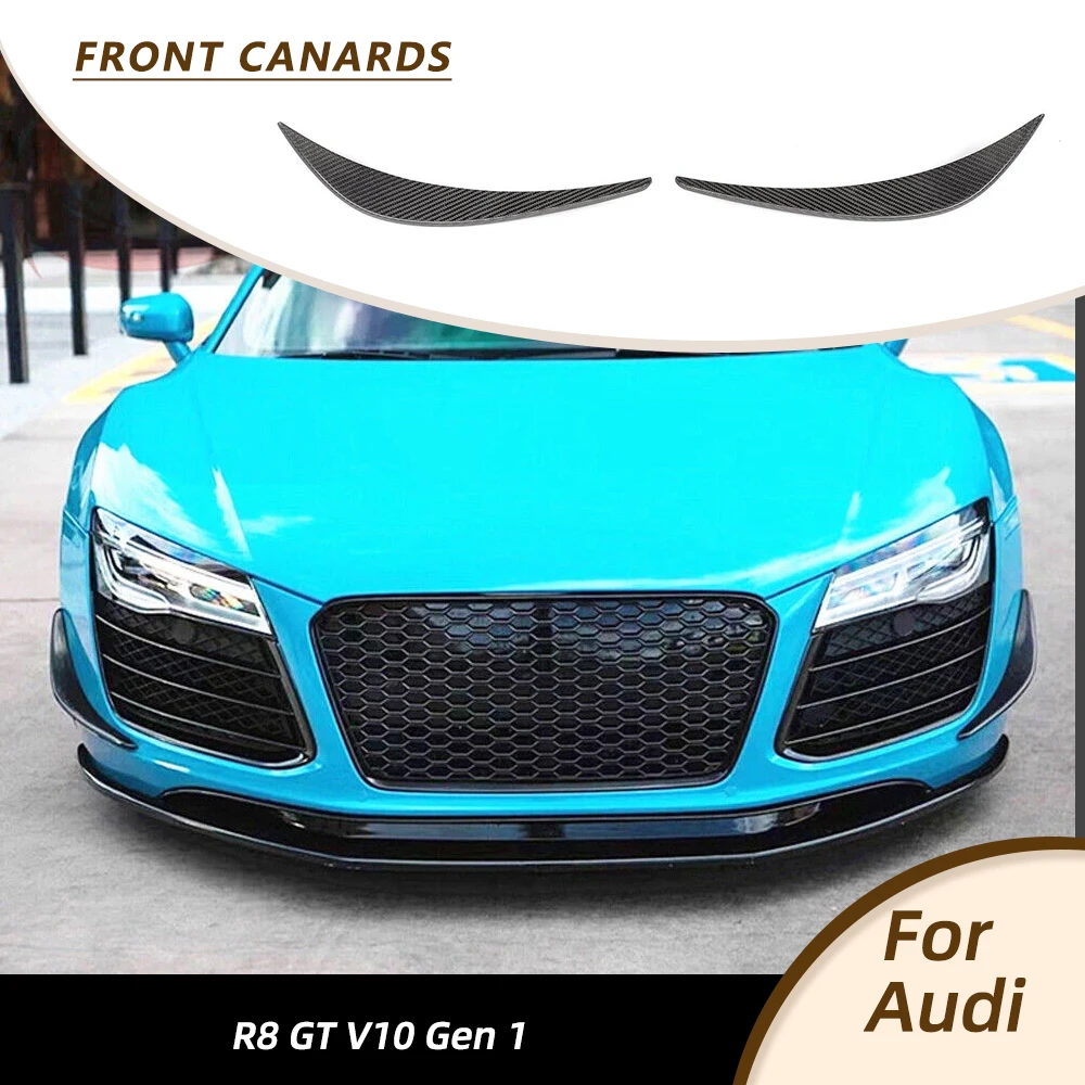 

Car Front Bumper Canards Trims Fins Spoiler for Audi R8 V8 V10 2008-2015 Gen 1 Car Splitter Cover Racing Body Kits Carbon Fiber