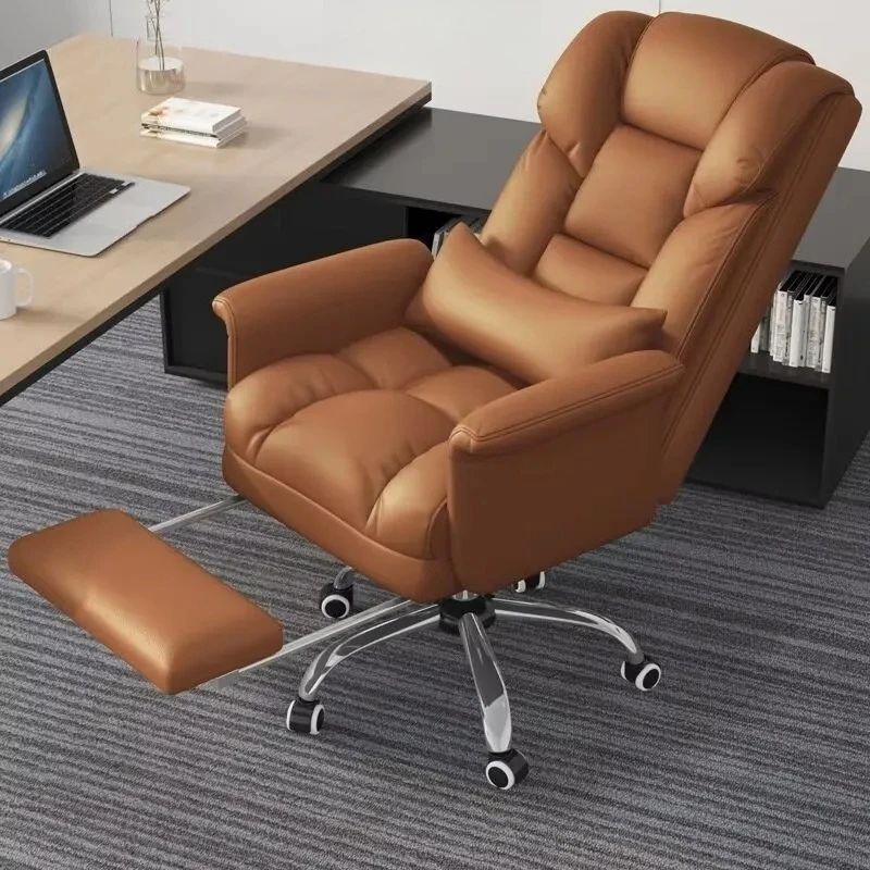 Ergonomic Office Chair High Back Reclining Computer Desk Seat Leather Executive Boss Chair Home Comfort Sedentary Sofa