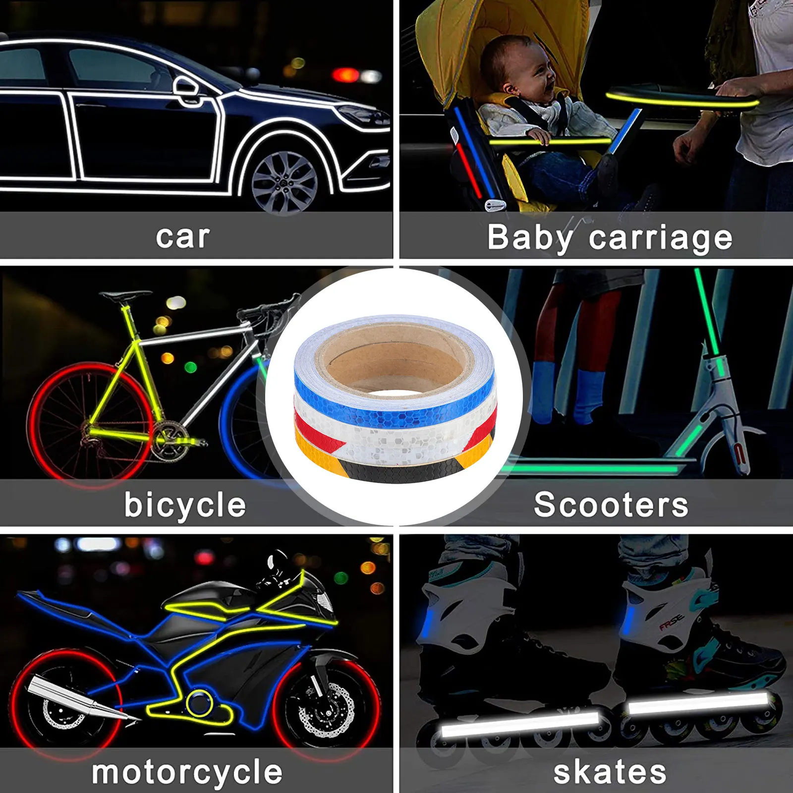 

4 Rolls Reflective Stickers Luminous Reflectors Bike Supplies Strip Tape Night Pvc Fitness Reflection