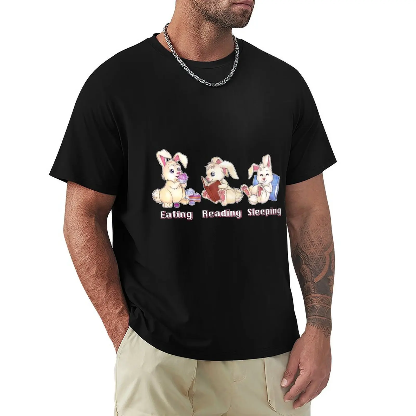 Eating Reading Sleeping - Cute Rabbit - Reading Bunny T-Shirt plain hippie clothes summer clothes cute clothes men t shirt