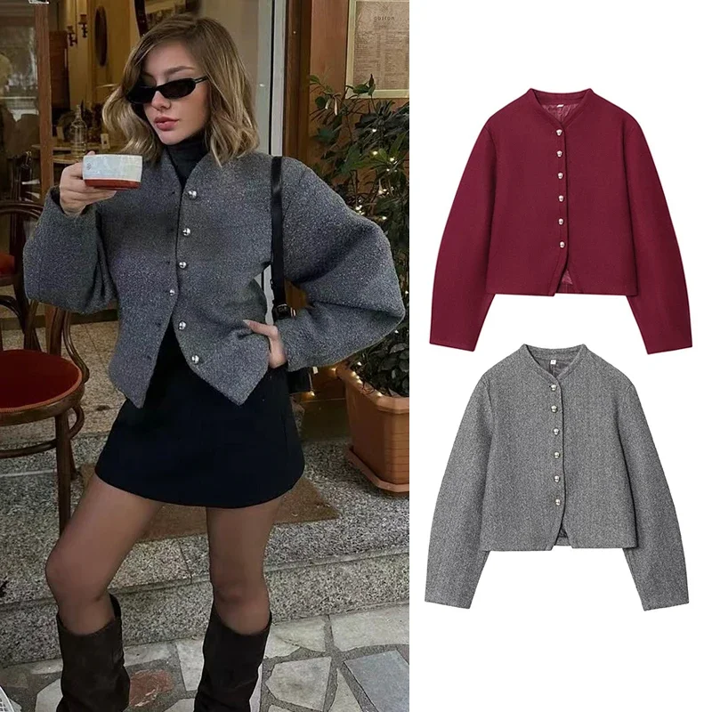 

Новинка 2024, осенние женские шикарные элегантные женские теплые уличные пальто в стиле ретро, модные тонкие молодежные верхние пальто с длинными рукавами