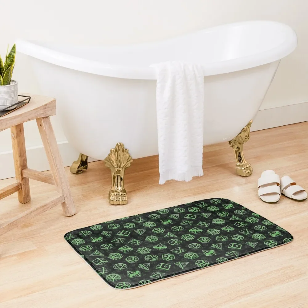 

D20 Dice Set Pattern (Green) Bath Mat Sleeping Room Rugs Bathroom Foot House Interior Entrance Mat