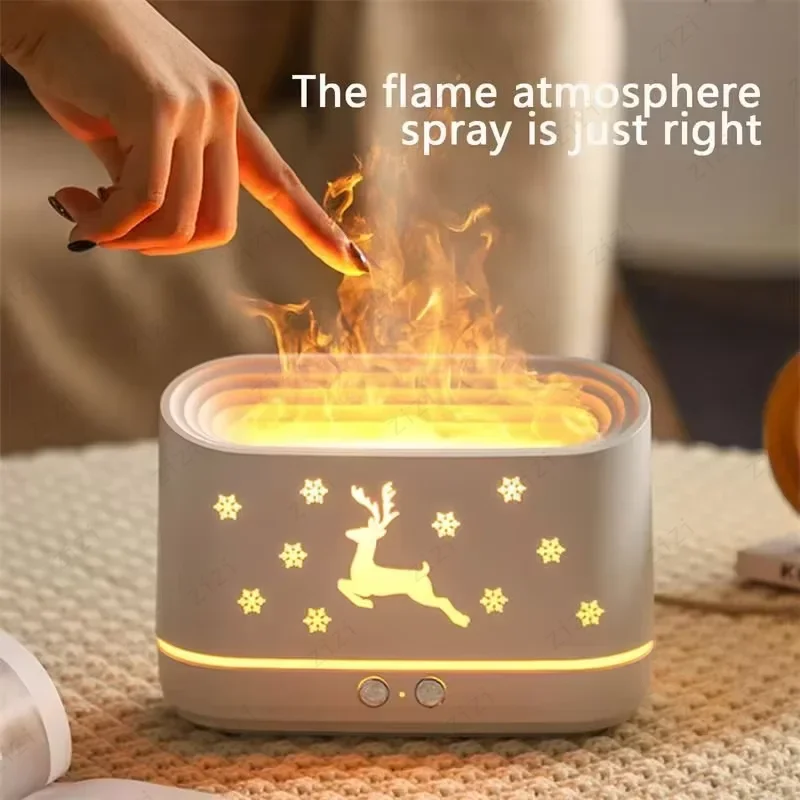Simulated Flame Plum Deer Humidifier USB Home Desktop Atmosphere Light Ultrasonic Humidification Aromatherapy Machine