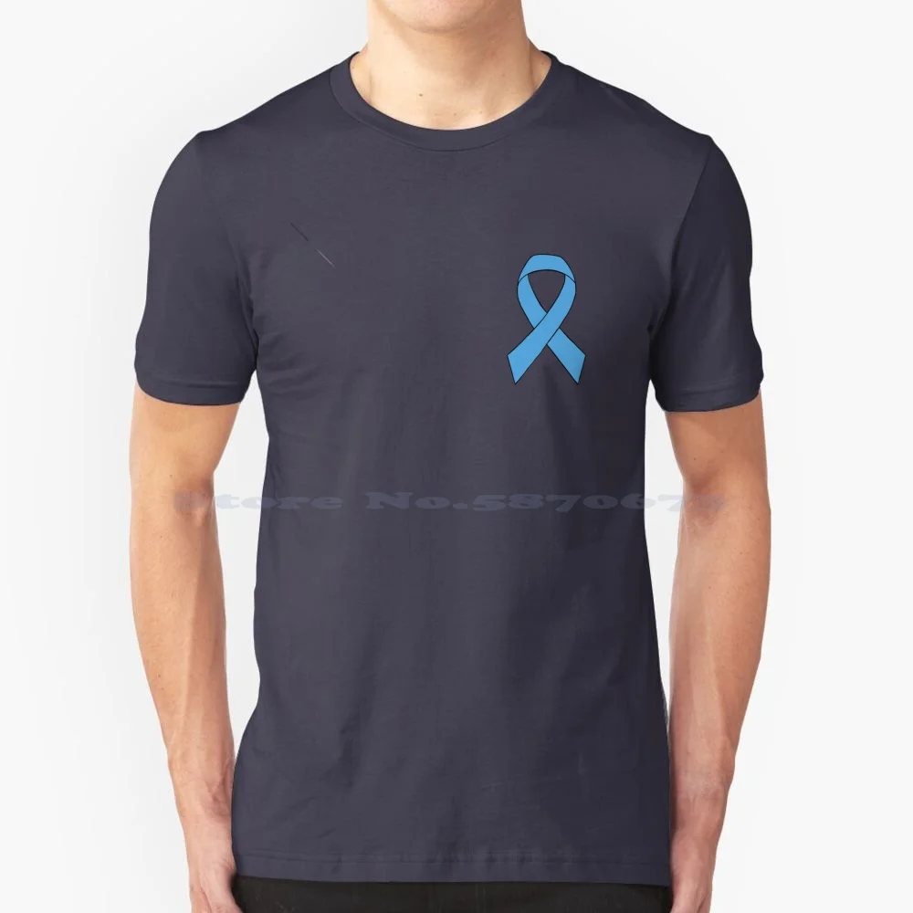 Prostate Cancer Ribbon T Shirt 100% Cotton Tee Light Blue Cancer Ribbon Prostate Cancer Cancer Awareness Support No One Fights