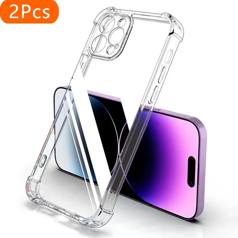 

2Pcs Air Bag Soft Clear Case For iPhone 11 12 13 14 15 16 Pro Max Case For iPhone 14 15 16 Plus 11 12 13 14 15 16 Shockproof Cov