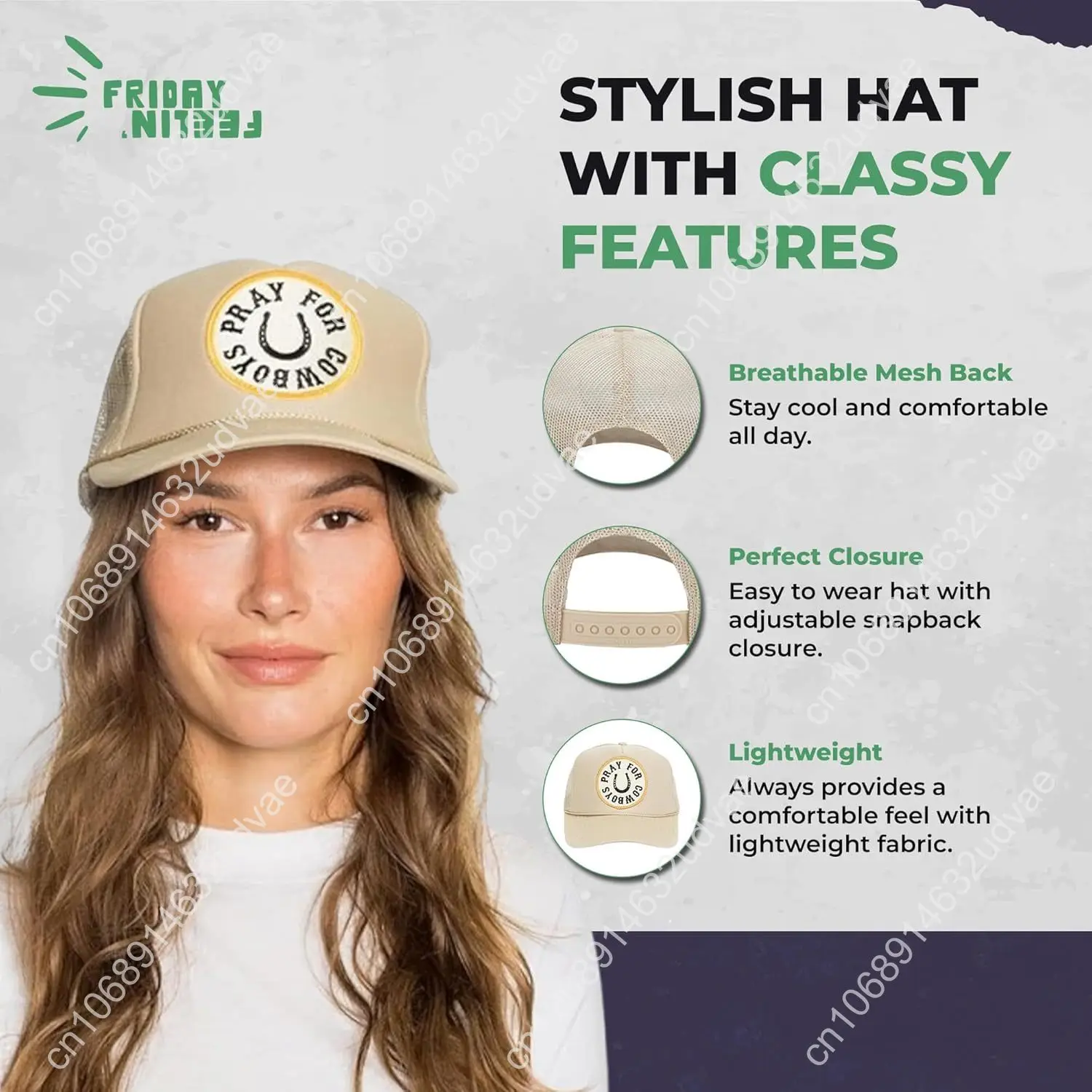 Friday Feelin' Cappello da camionista Berretto da baseball da donna Cappelli da camionista americani regolabili occidentali Berretto da mamma aderente per tutte le occasioni - Taglia unica