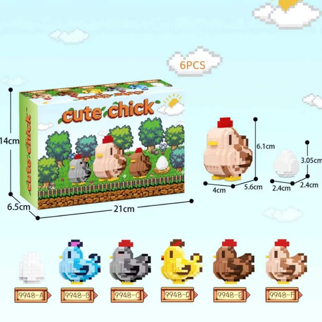 Idea Lovely Animal Nanobricks Chicken Micro Diamond Block Cute Chicks and egg Sets Model Brick Construction Toys For Gift view 2