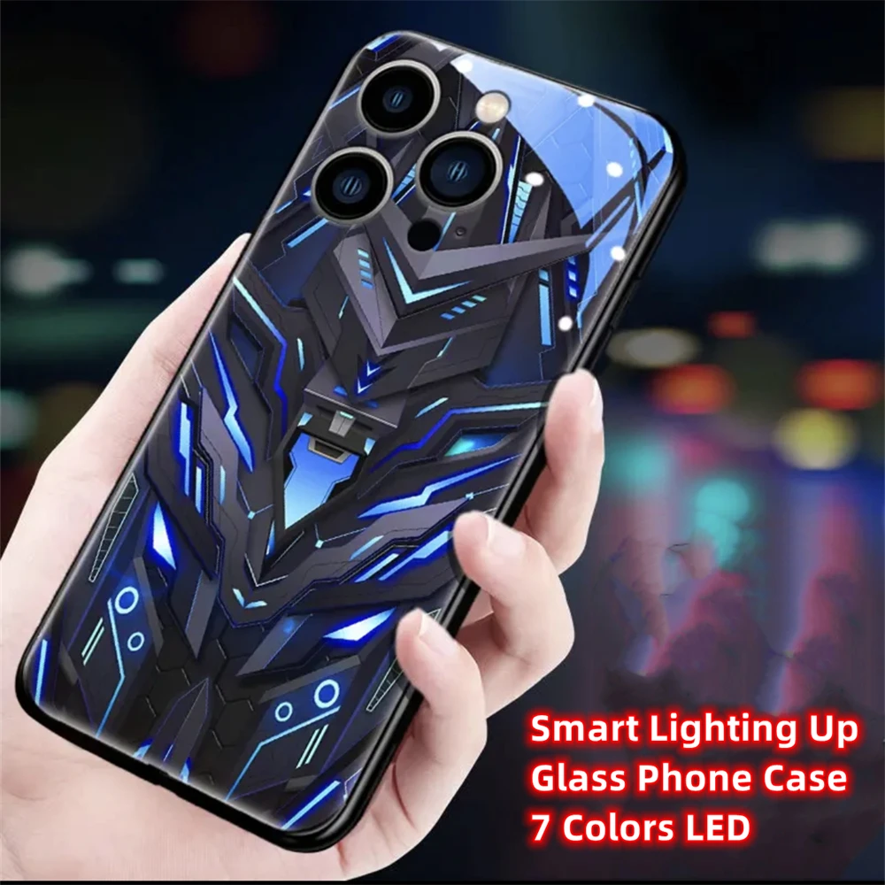Laser-Panzer-Mech-Muster LED-Licht Leuchtende Handyhülle Glitzer-Cover für iPhone Air 17 16 E 15 14 13 12 11 Pro Max Plus – Detail 23