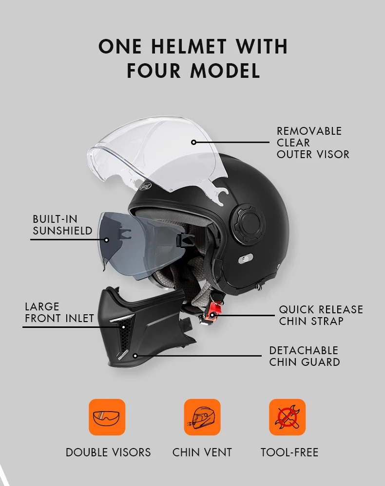 Modular Motorcycle Helmet Double Lens Full Face Motorcycle Helmet Man Woman Retro DOT Open Face Motorcycle Helmets Casco Moto
