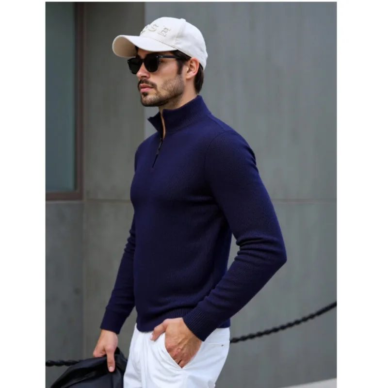 Jersey nuevo de otoño e invierno de talla grande, jersey juvenil de moda, suéter de punto con media cremallera