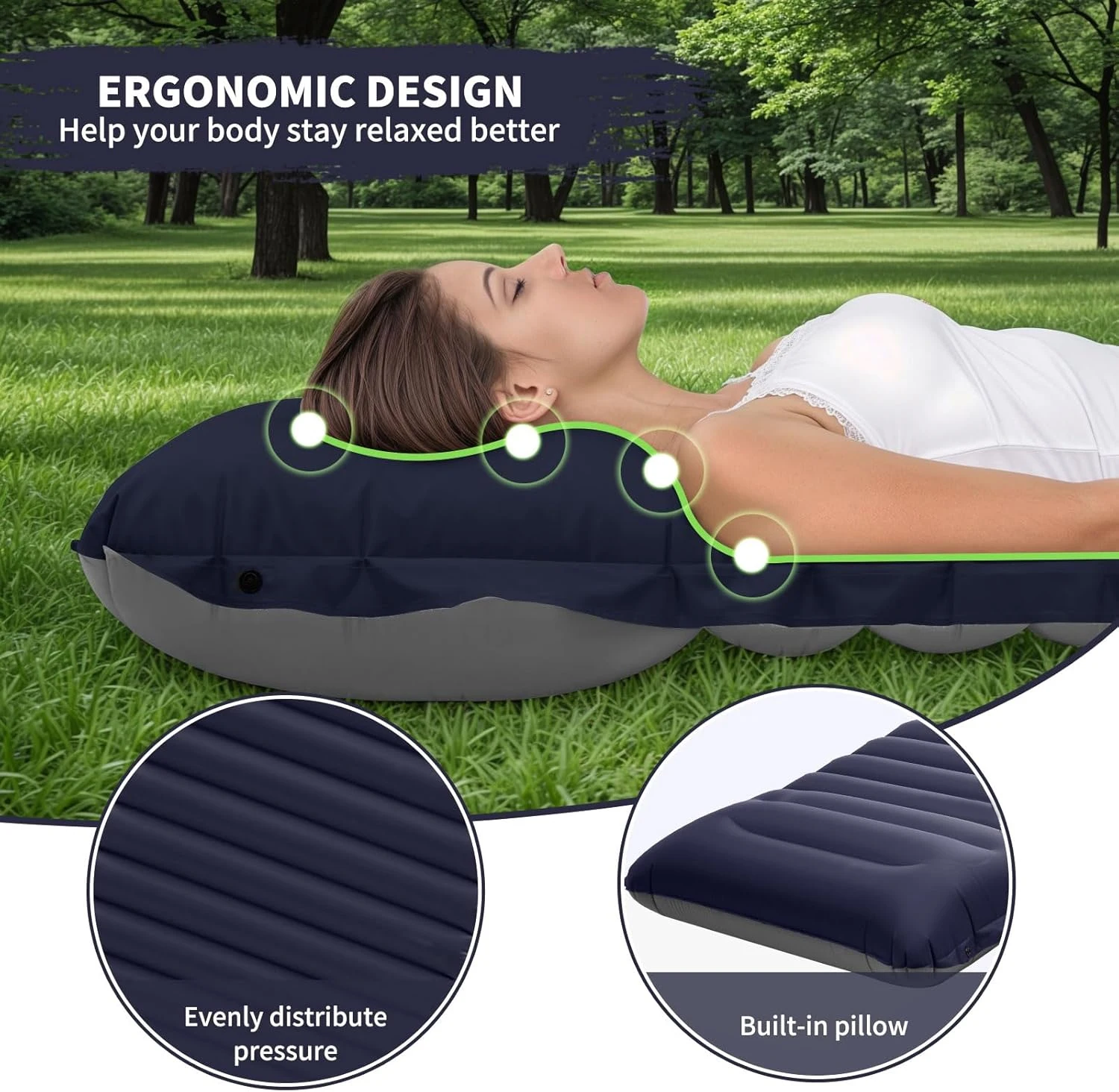 Extra Thick 4 Inch Camping Sleeping Pad Outdoor Camping Self-Inflating Mats Spliceable Hiking Fishing Sleeping Pad