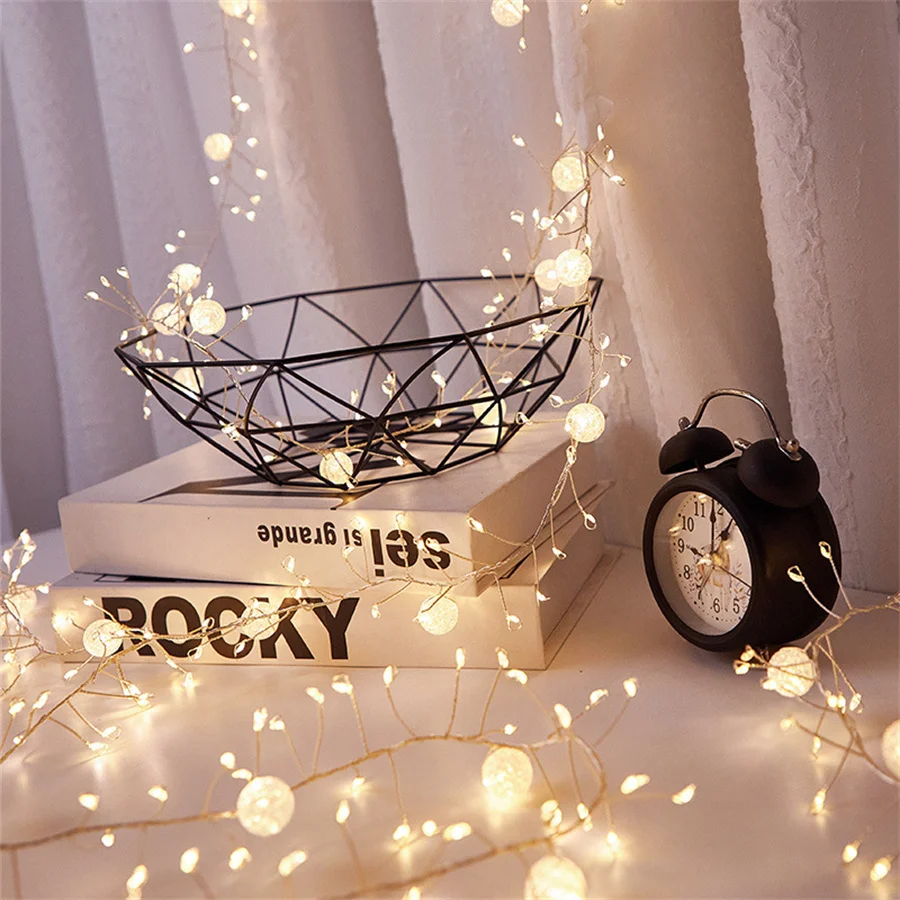 LED Firecracker Fairy Light Outdoor Waterproof Crystal Crackle Ball String Light For Christmas Tree Home Party Holiday Garden