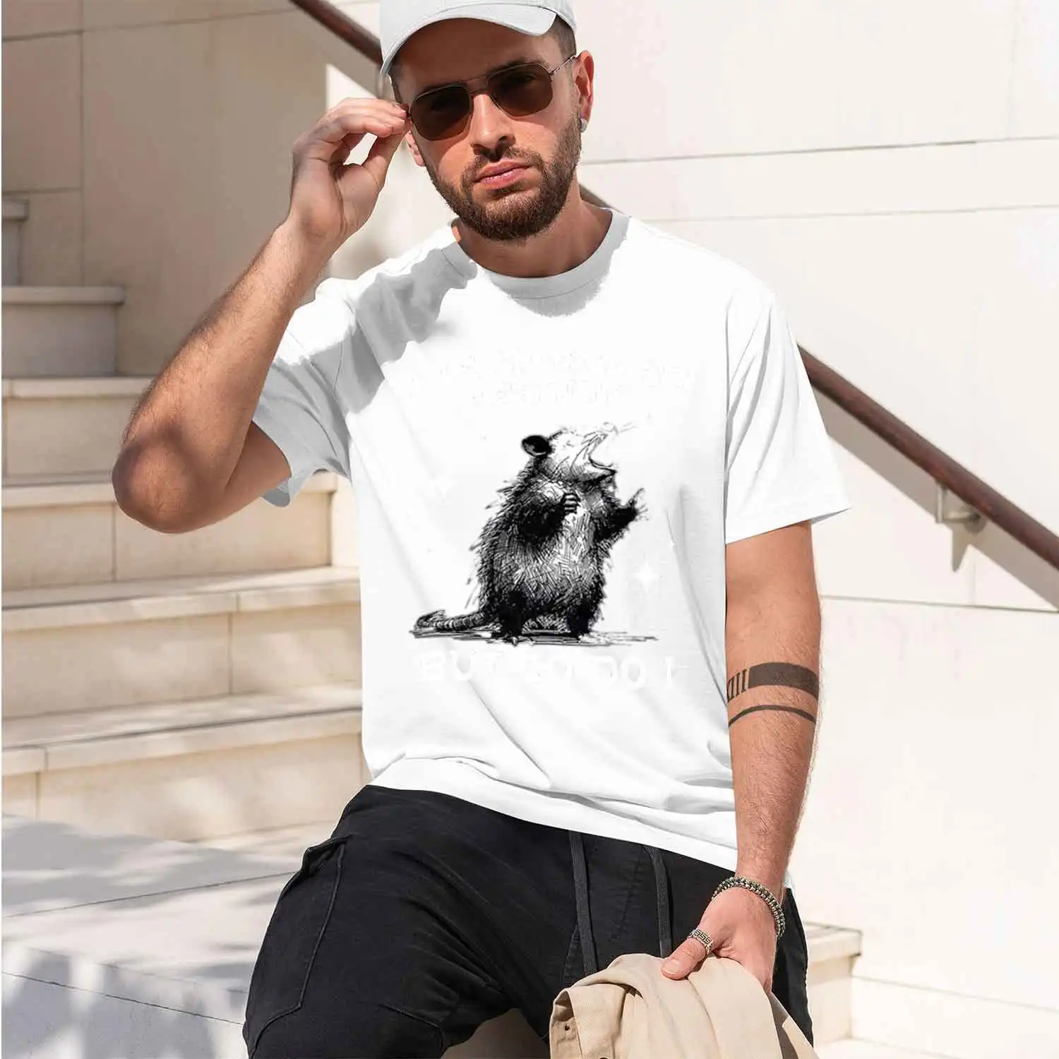 The Horrors Persist But So I T-Shirt Retro Opossum Funny Mental Health Tshirt Men Women Street d T Shirts Breathable 2026 New Mo