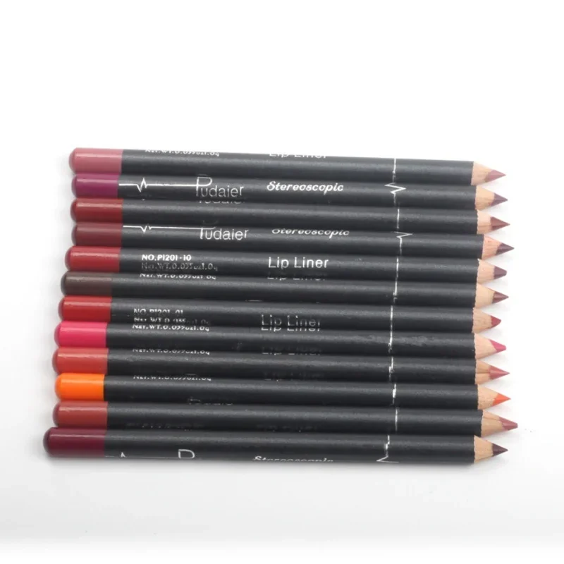 12 Kleuren/Set Lipliner Potloodset Sexy Waterdichte Fluwelen Matte Stok Langdurige Make-Up Pigmenten Lipliner