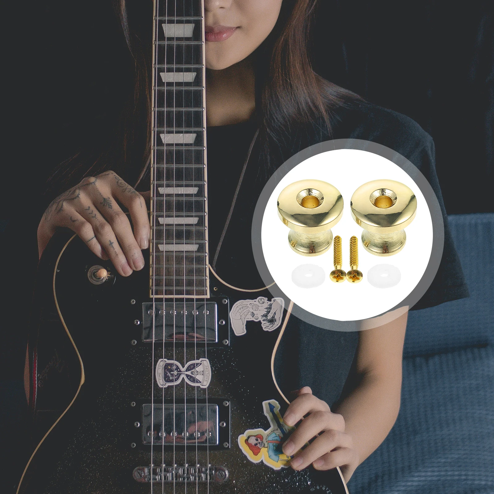 

2 PCS Mushroom Head Guitar Strap Lock Straplock Buttons Guitar Strap Belts Button For Electric Electronic Acoustic Folk Guitar B