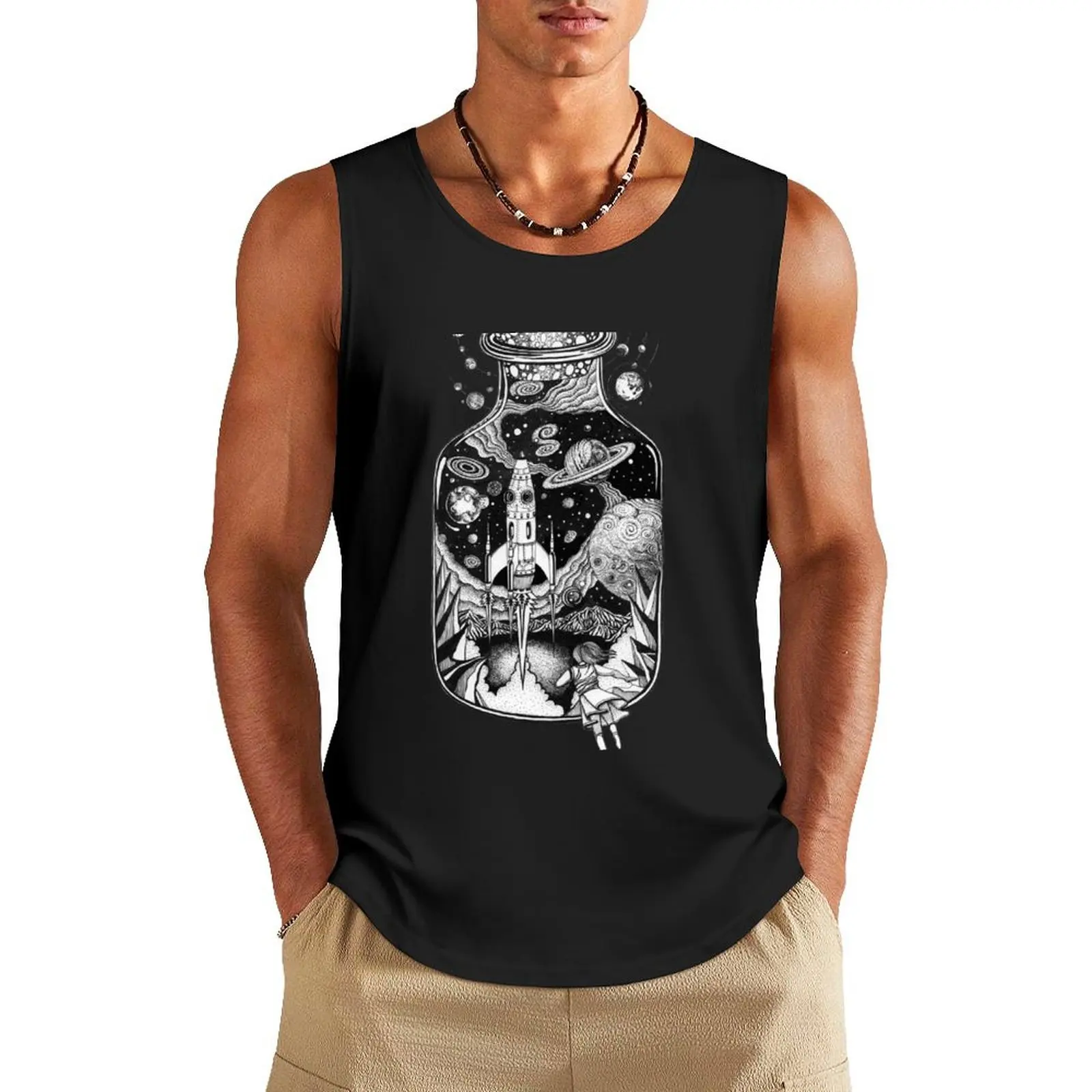 Space Run Tattoo art Tank Top Sports clothing gym clothes man fitness