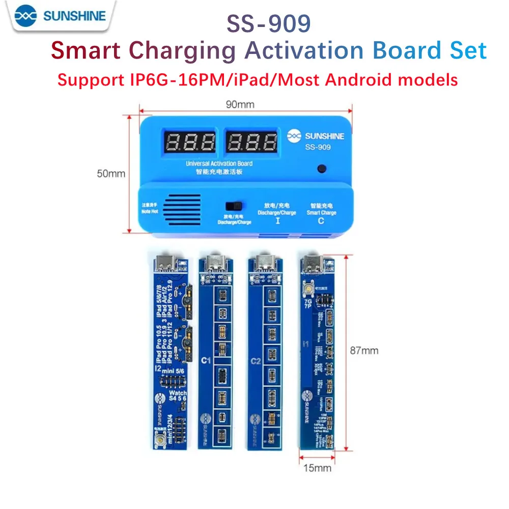 

SUNSHINE SS-909 Universal Battery Activation Charge Board for Iphone 6G-16 Plus/16P/16PM IPad Android Phones Repair Test Tools